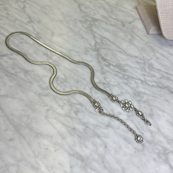 BRIGHTON Silver Toned Rhinestone Embellished Chain Belt Size M - Picture 3 of 8